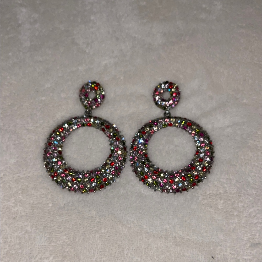 Multicolor Crystal Hoop Earrings